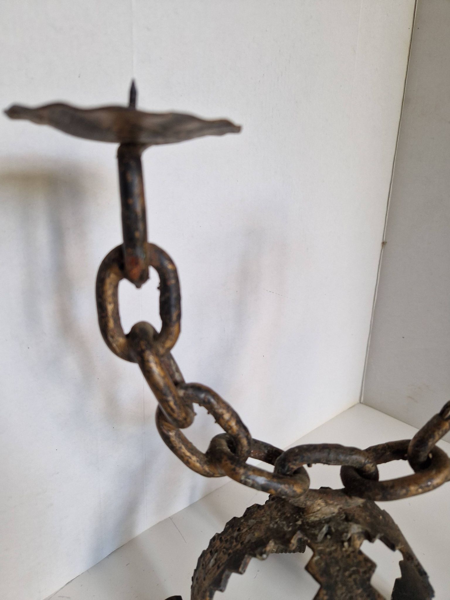 Paire de chandeliers, candélabres brutalistes, années 60-70