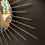 Vintage sun mirror, 1960 gold metal - 60cm