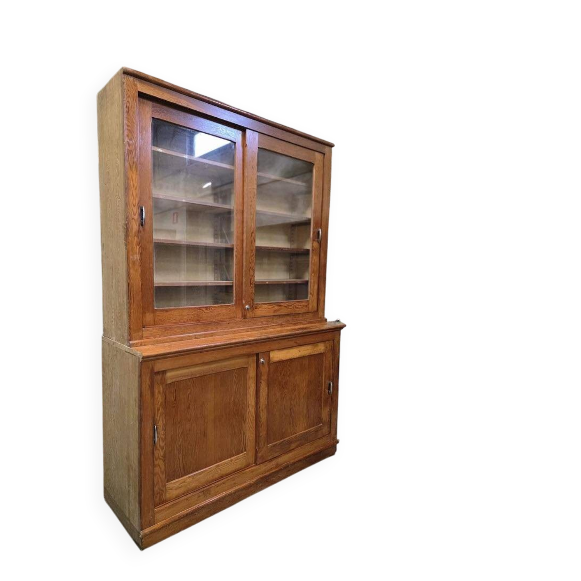 Vintage industrial wooden display cabinet / cupboard / laboratory cabinet