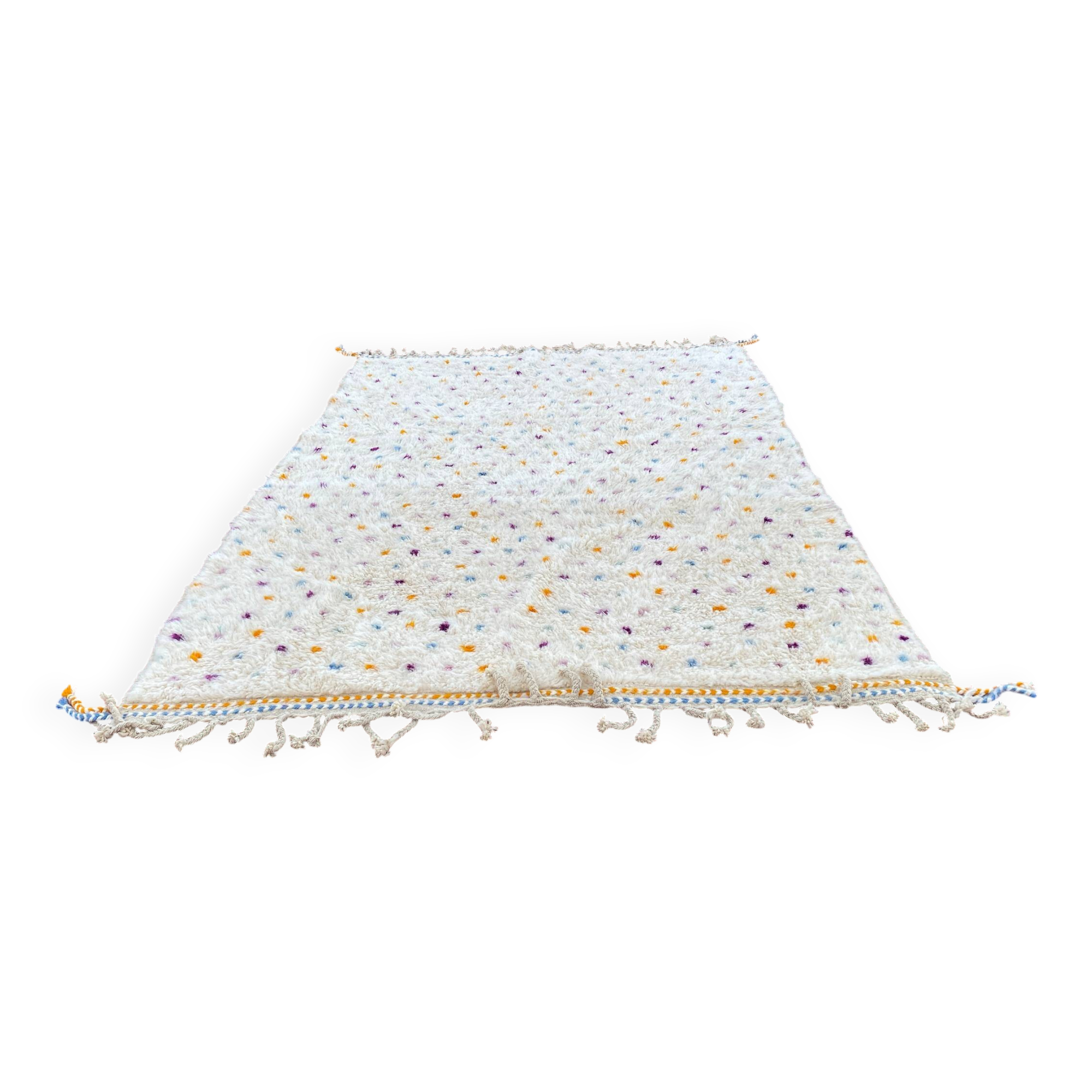 Beni Ouarain rug 300x200 cm – Natural wool with multicoloured patterns,