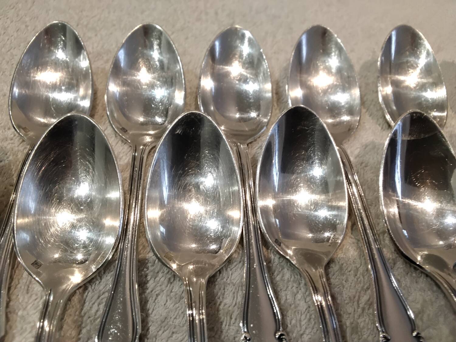 12 silver-plated metal teaspoons, Ercuis Valencay silversmith, 14.3cm