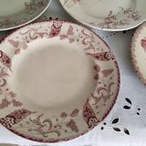 Set of 6 dinner plates in Terre de fer earthenware, red color