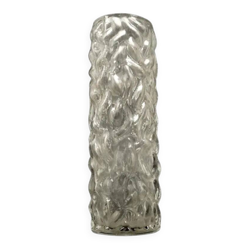 Mid-century modern vase, transparent glass, Poland, 1970s
