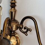 Paire d'appliques murales en laiton avec 2 feux, de style hollandais