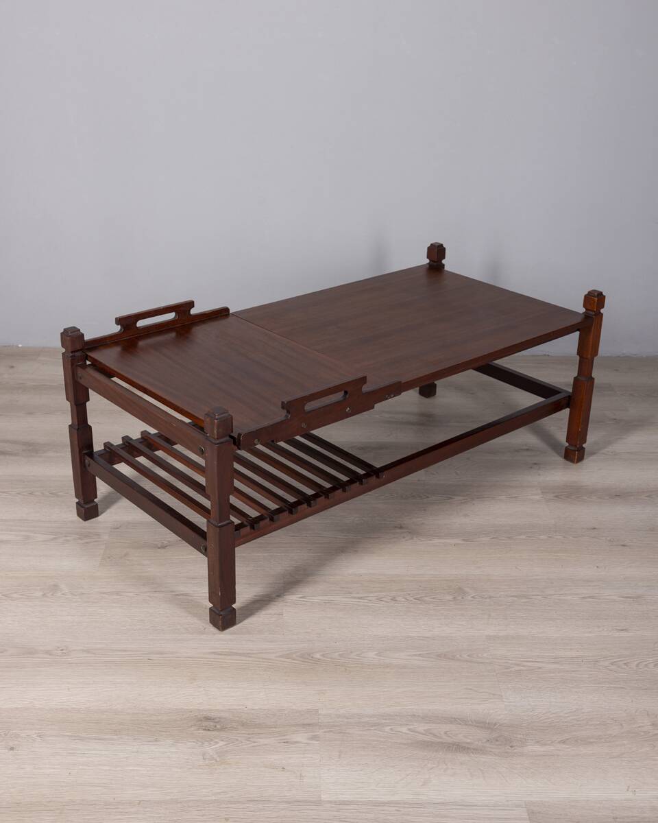 Vintage 1960s coffee table with pull-out tray, Italian design