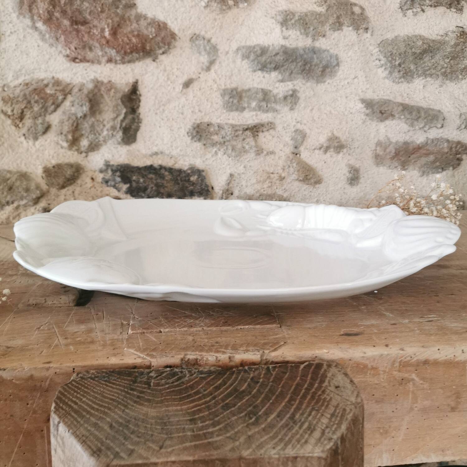 Large white Barbotine shellfish dish