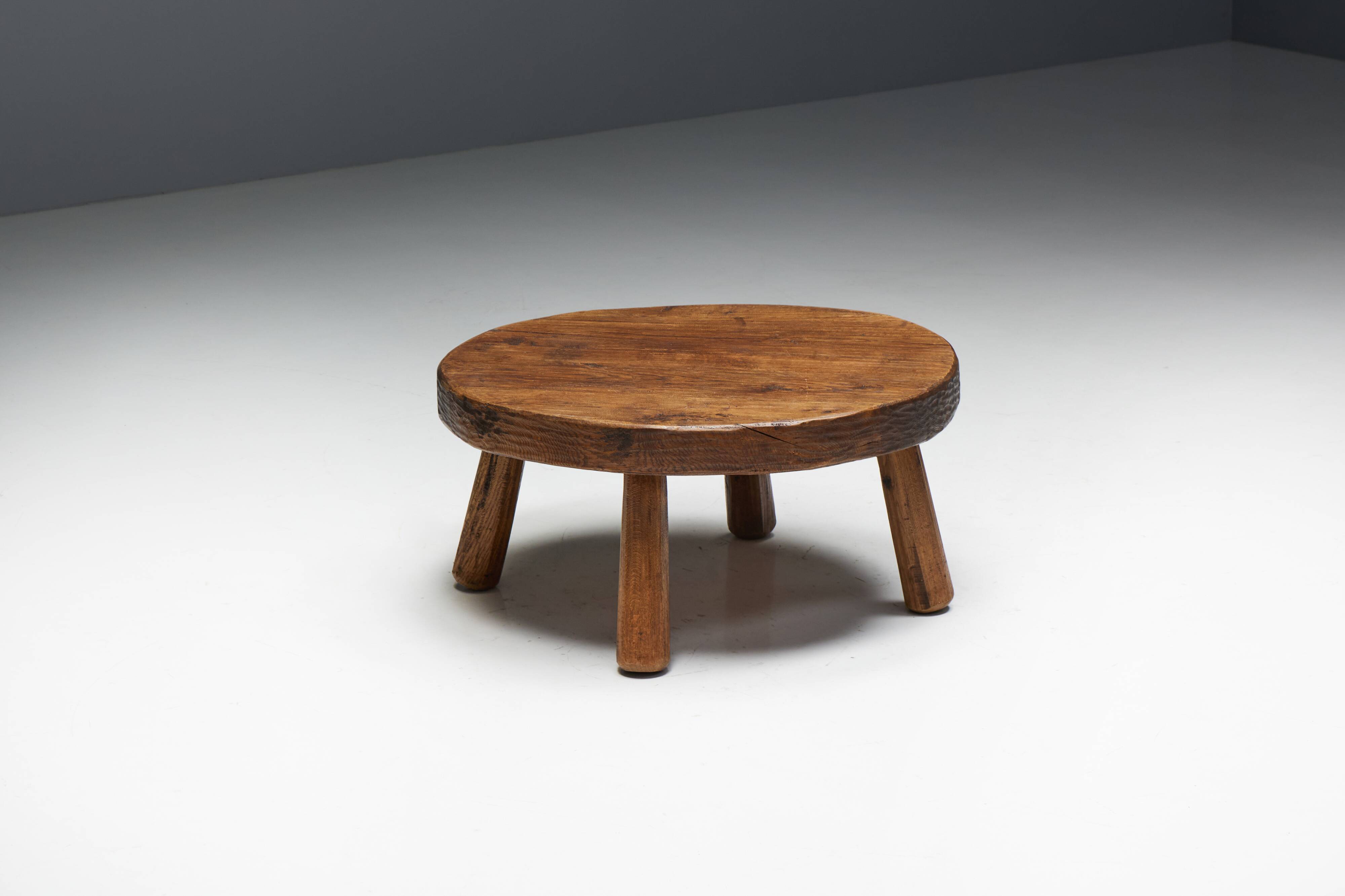 Brutalist Folk Art Coffee Table, France, 19th Century