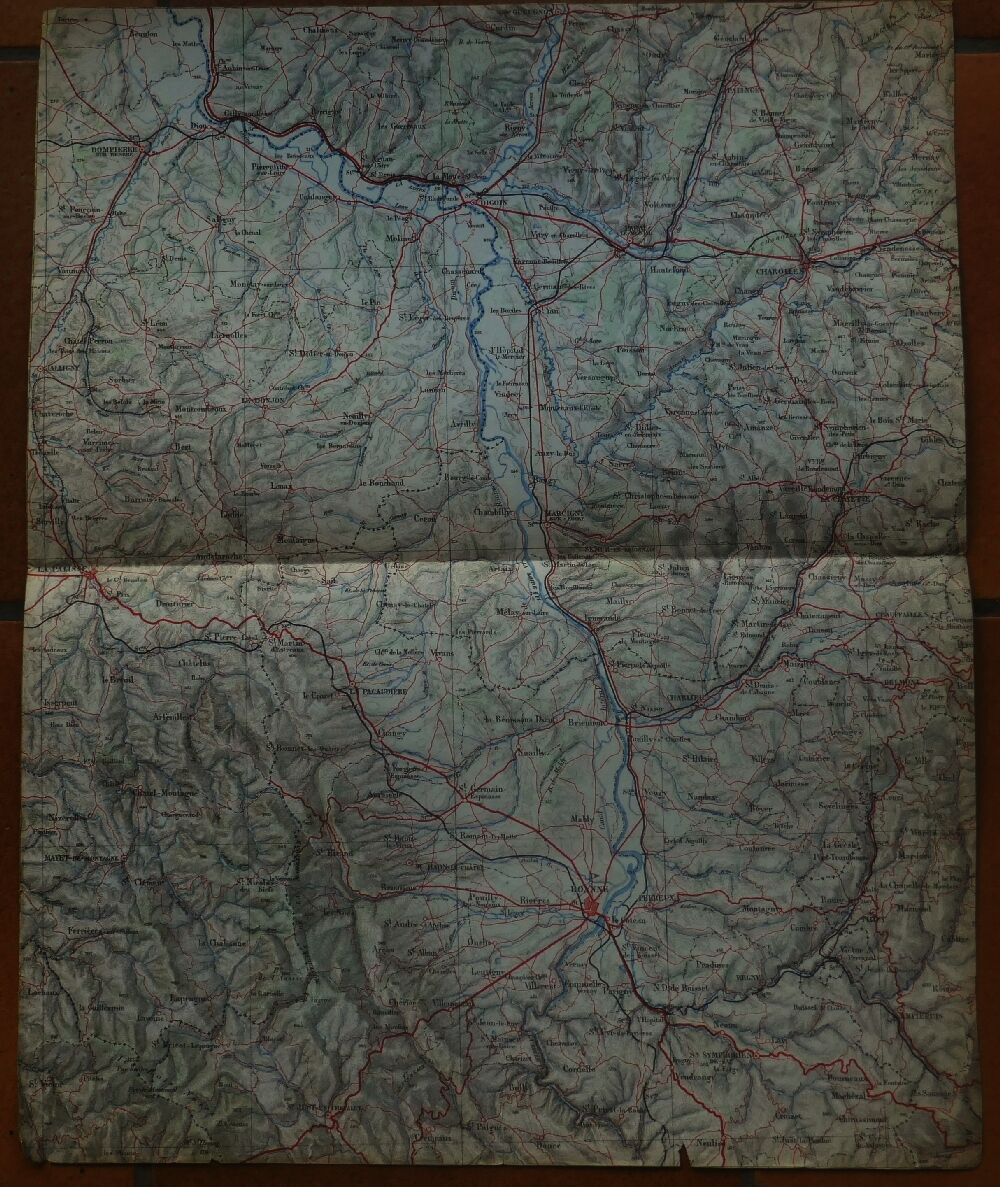 Old map of the Roanne Digoin La Palisse region