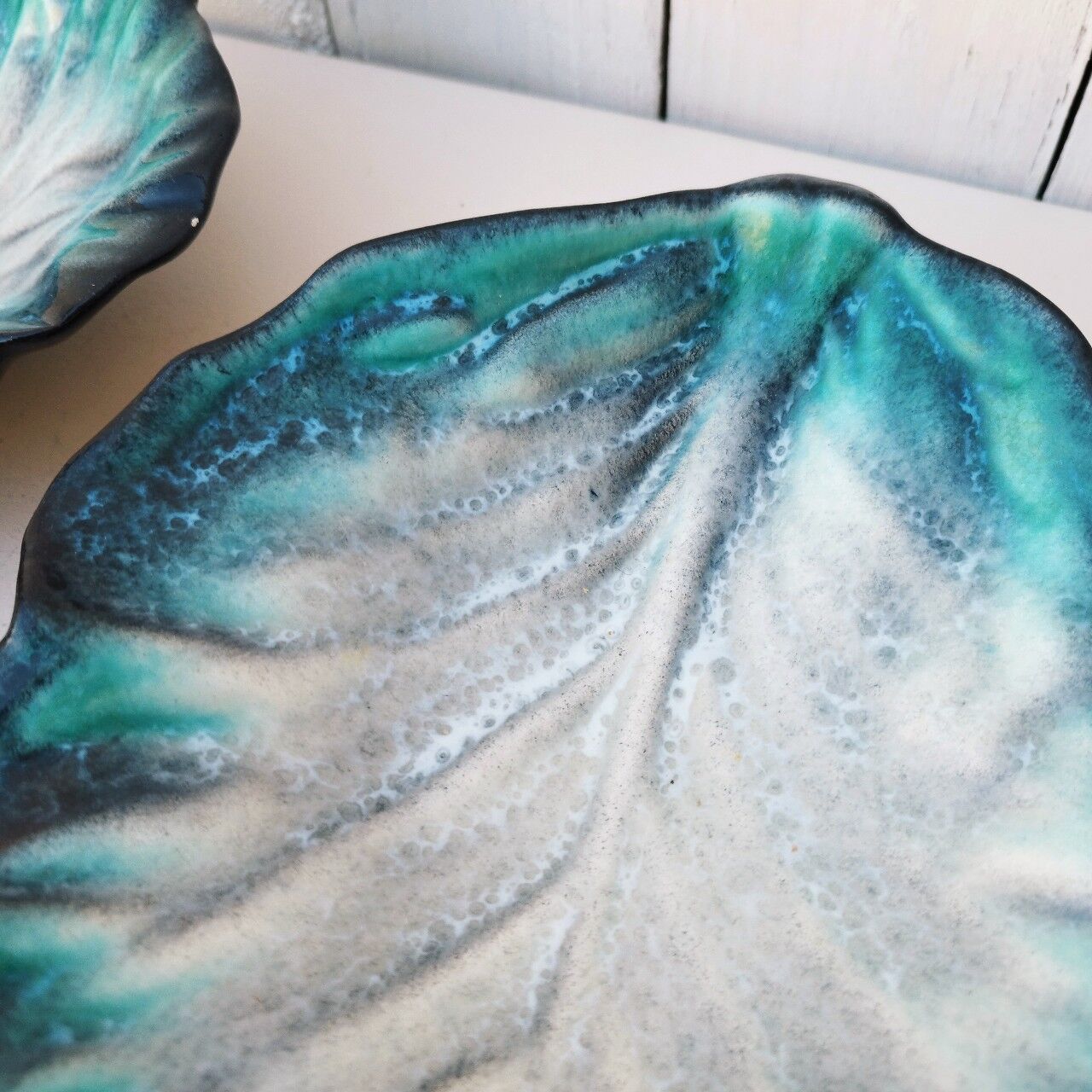 Plates ceramic cabbage leaf Chambost