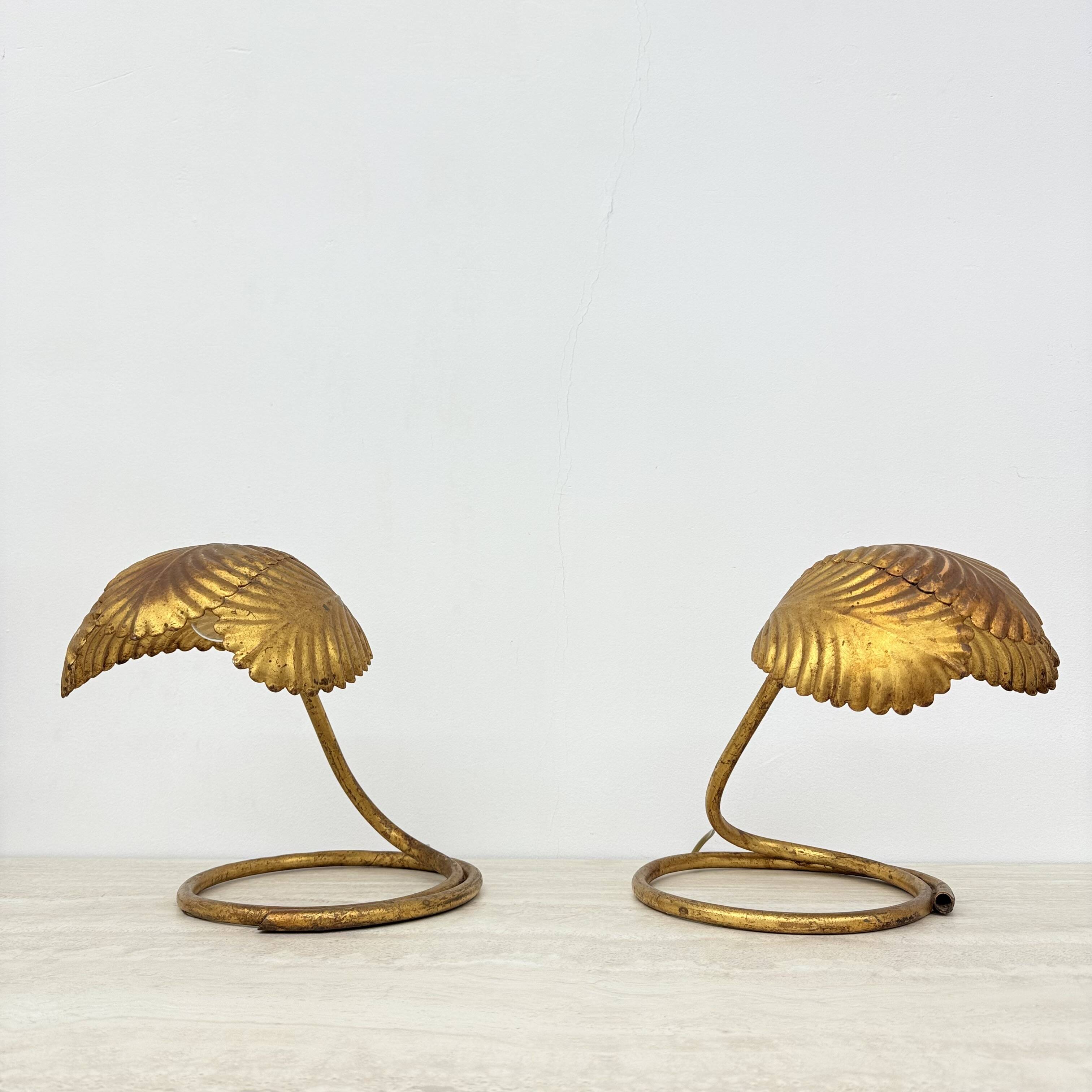 Pair of Mid-century table lamp leaf , 1970s