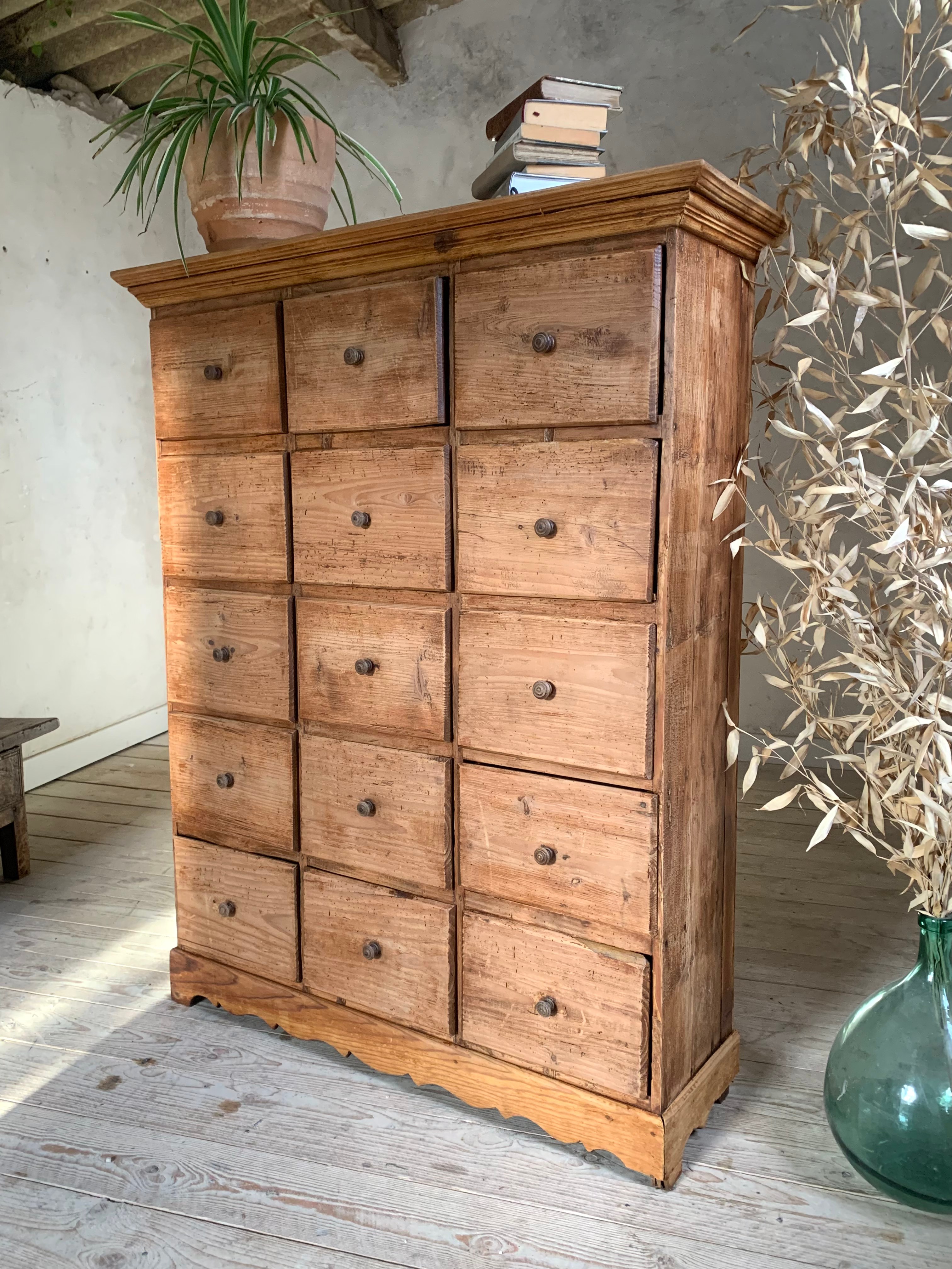Vintage workshop haberdashery chest of drawers