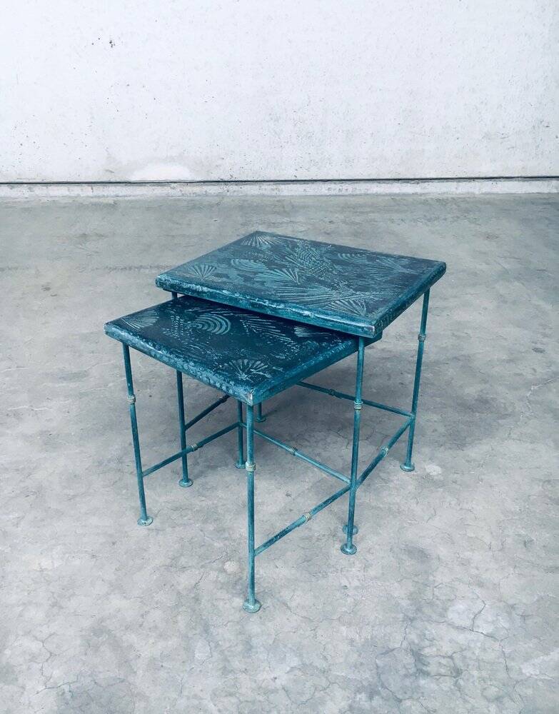 Postmodern Handmade Nesting Table Set by J. Berdou, France, 1980s, Set of 2
