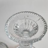 Pair of molded pressed glass candlesticks