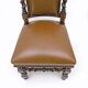 Six Antique Italian Neo-Renaissance Walnut Dining Chairs in Genuine Leather