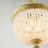 French Empire Crystal and Brass Chandelier, 1940s
