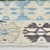 5x8 Geometric Wine Red Blue Vintage Rug, 144x241Cm