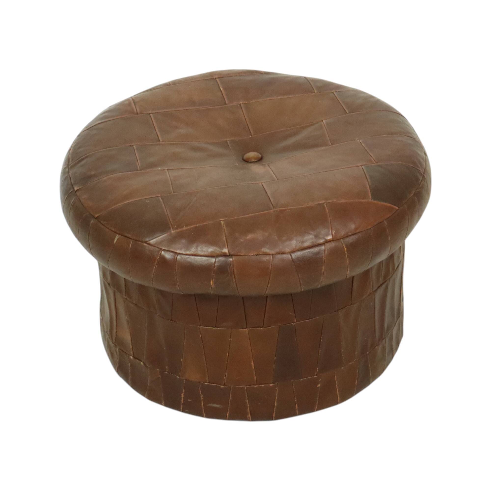 Ottoman design champignon avec espace de rangement De Sede en cuir marron 57 cm