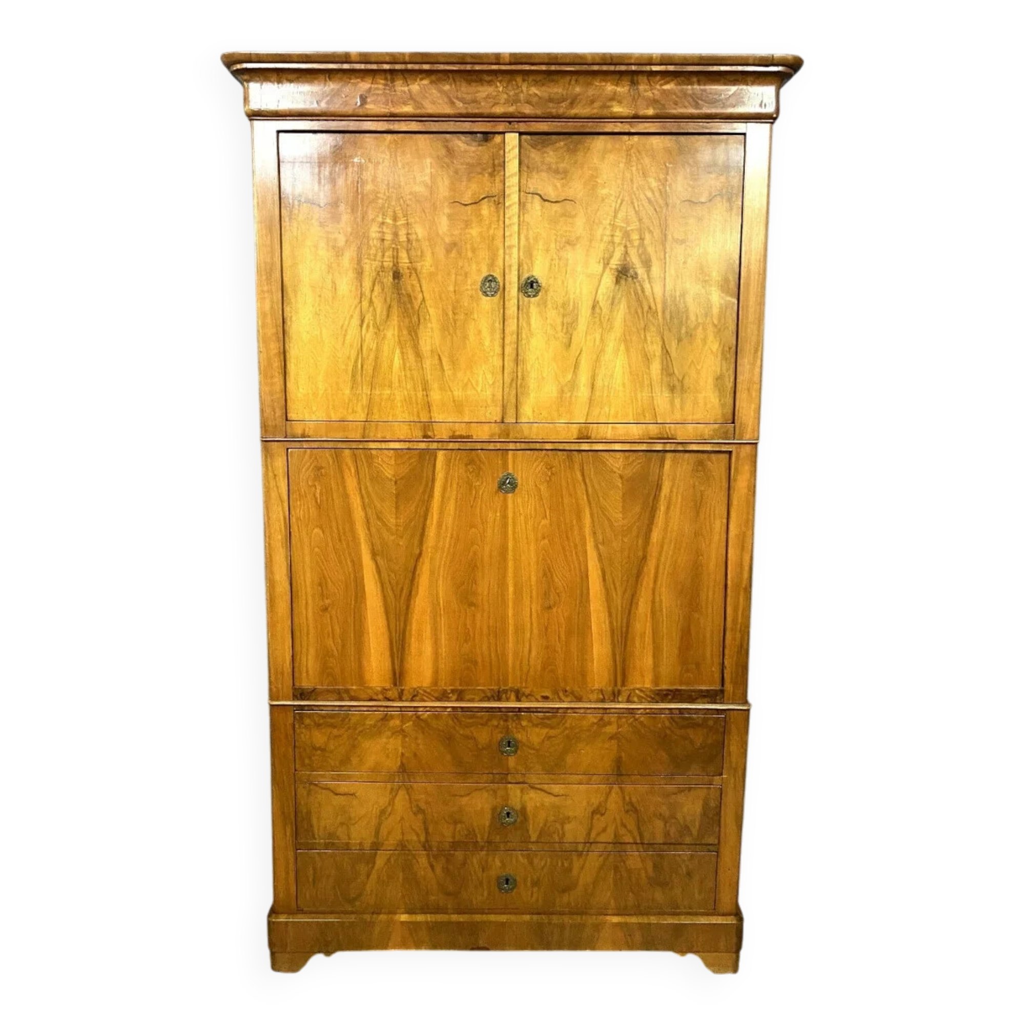 Louis Philippe - Charles X period secretary cabinet in blond walnut