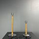 Set of 2 pencil reed rattan bamboo and chrome table lamps, 1980s