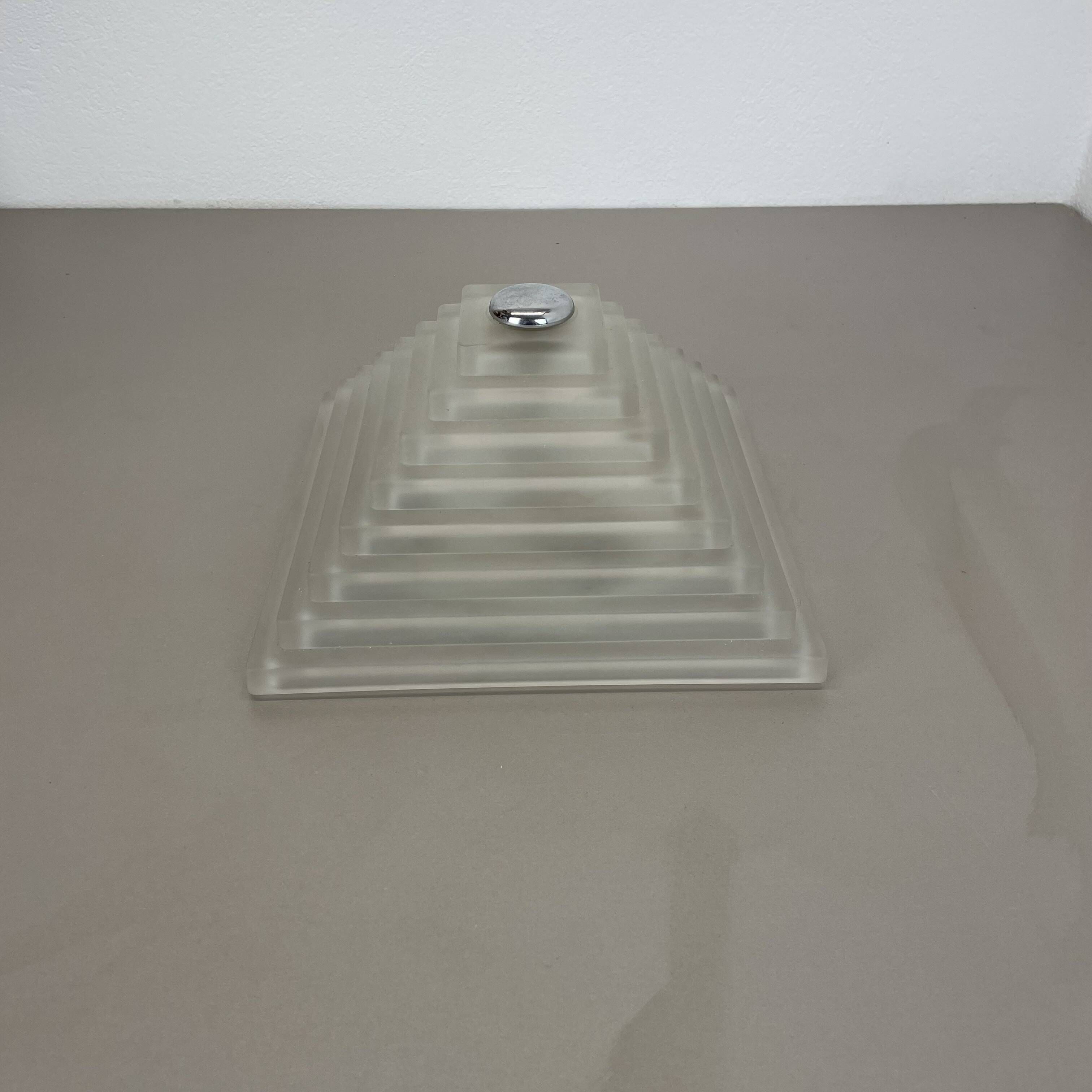 Cubic satin white glass wall light by glashütte limburg attrib., germany 1980s
