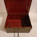 Old reinforced metal box with lock