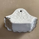 Antique enamelled metal wall mounted soap dish
