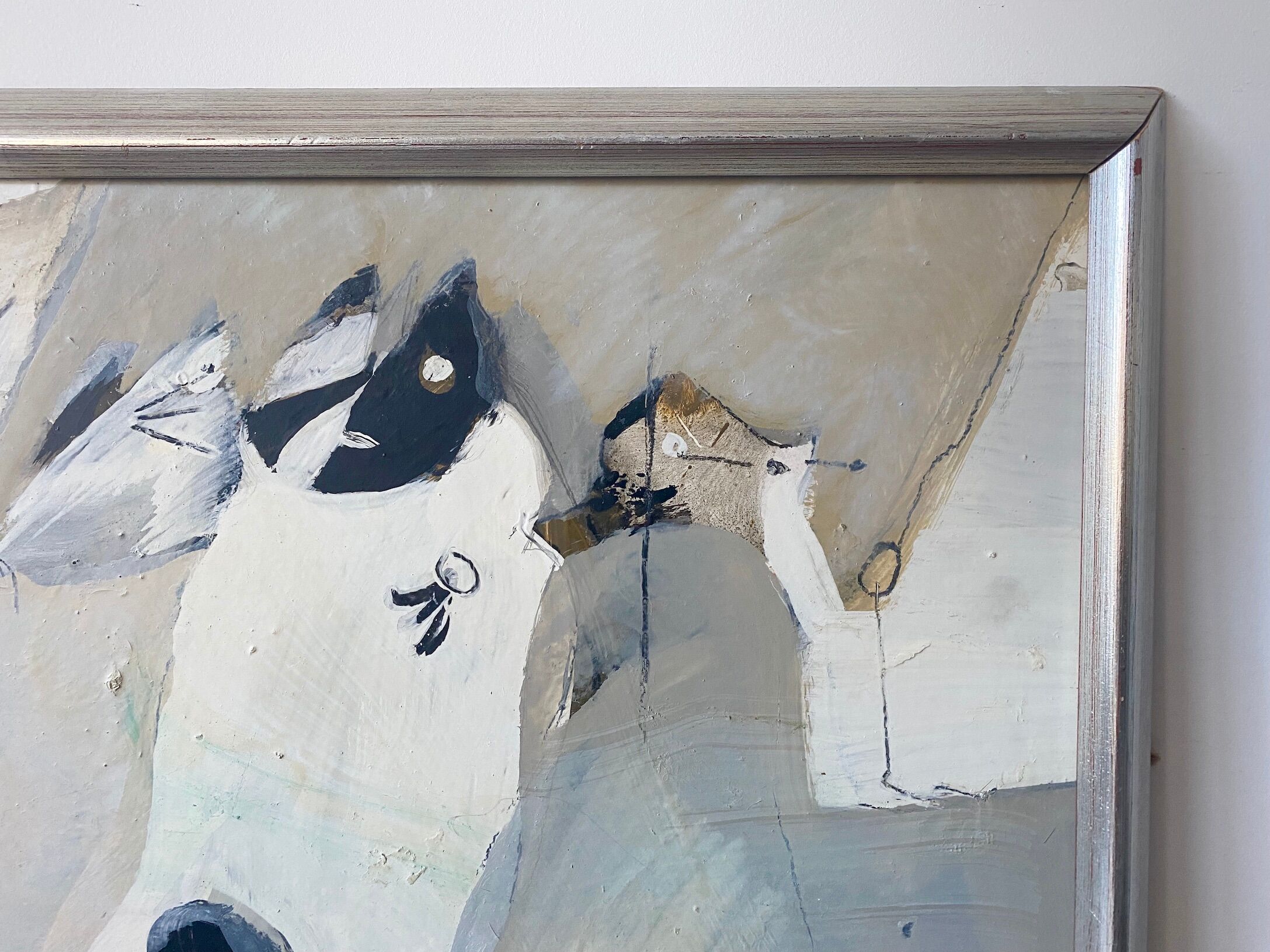 Mid-Century Modern "Flux" Swedish Vintage Abstract Oil Painting, Framed