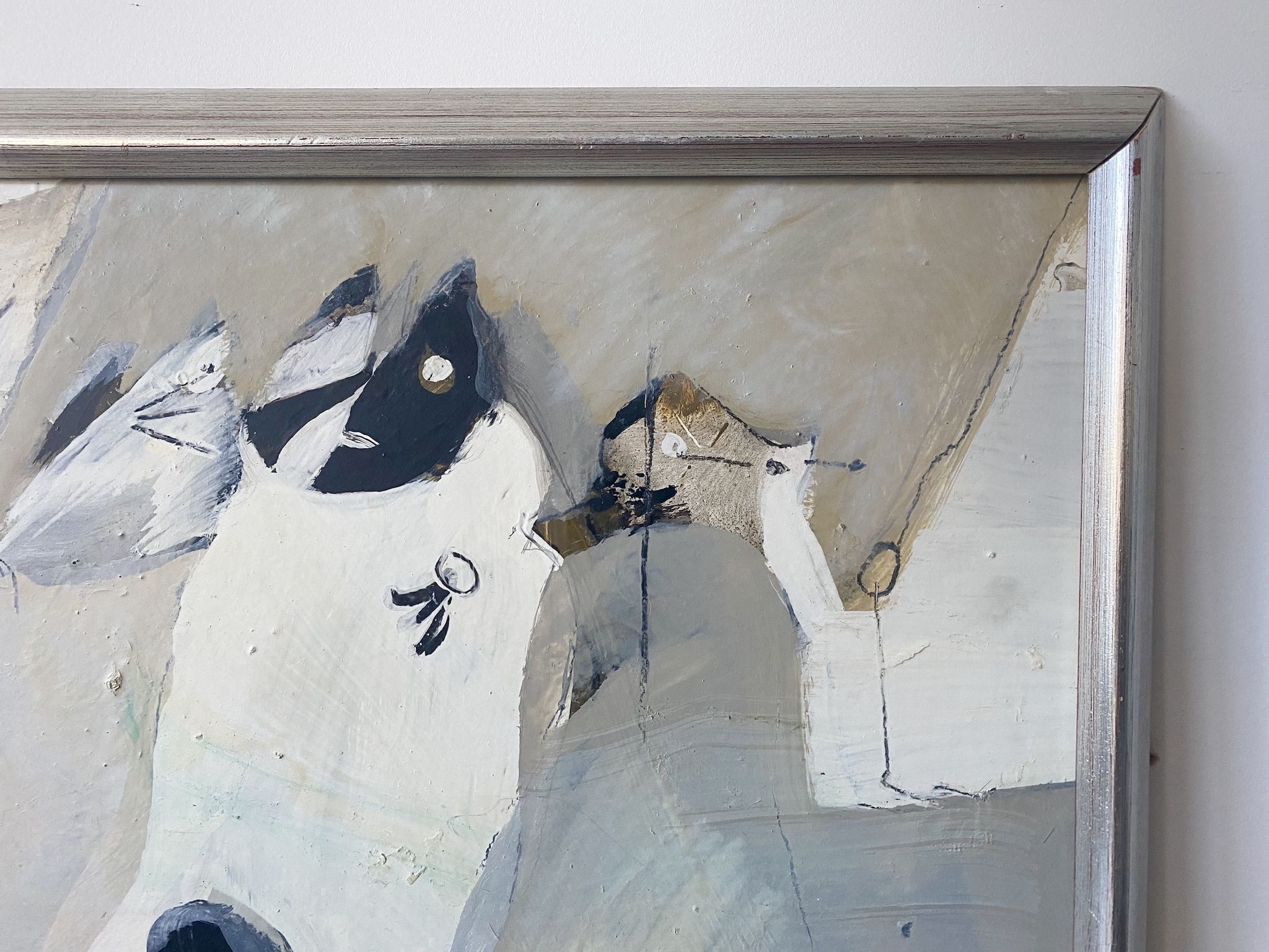 Mid-Century Modern "Flux" Swedish Vintage Abstract Oil Painting, Framed