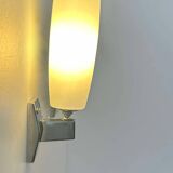 Pair of vintage adjustable wall lights, chrome and opaline, France 1970