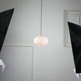 Vintage Opaline & Brass Pendant Lamp
