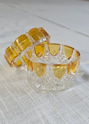 Amber and transparent crystal box Val Saint-Lambert Art Deco