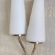 Asymmetrical double light wall sconces in brass, metal, and opaline - 50s