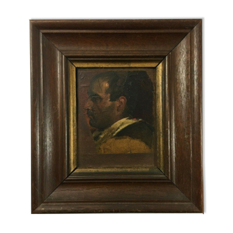 OIL ON PANEL MEDIEVAL CHARACTER XIX TH FRAME WOOD FRAME FRAME E JACOB