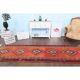 1970s Vintage Turkish Hand-Knotted Wool Cotton Orange Runner Rug 92x320