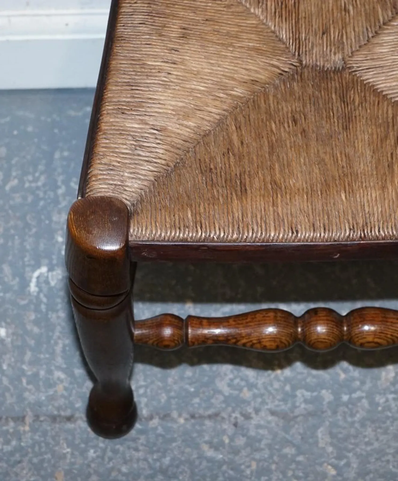 Antique Rush Seat Dining Chairs, England, 1910s, Set of 6