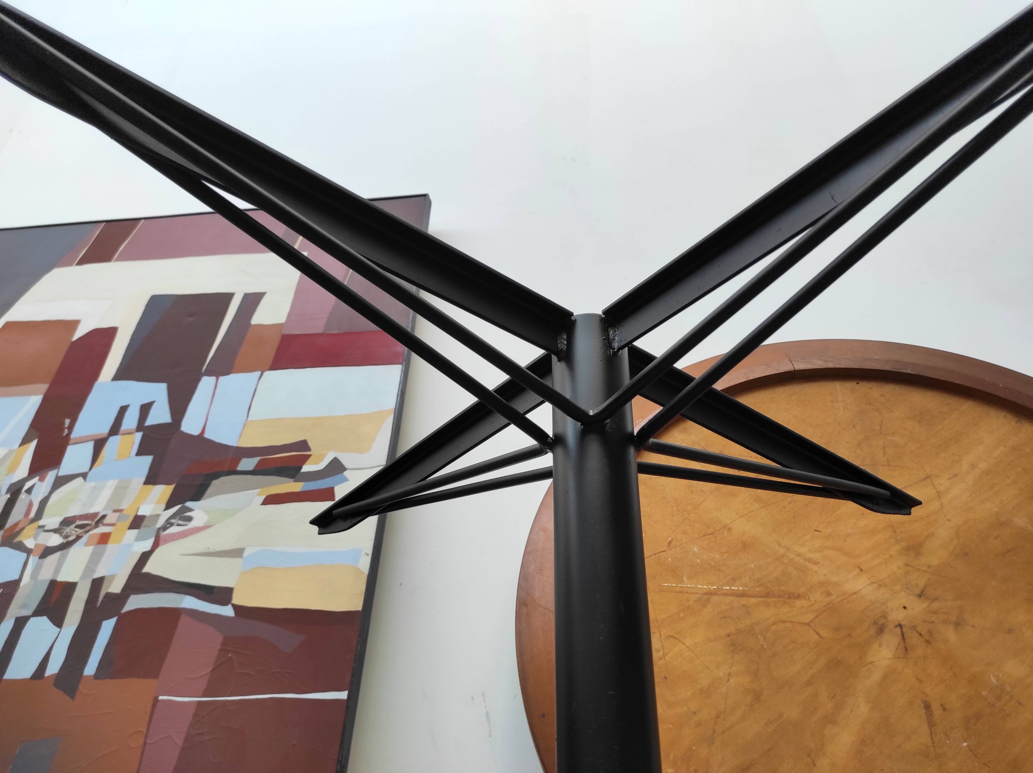 Round coffee table wood metal 1960