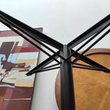 Round coffee table wood metal 1960