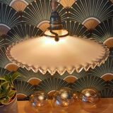 Opaline white glass hanging lamp