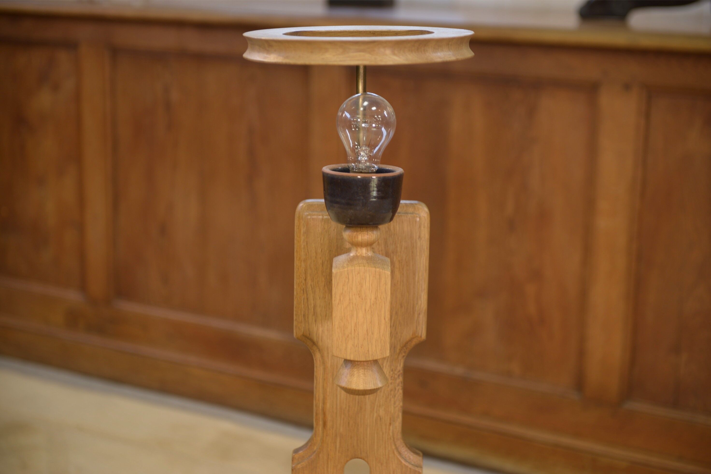 Oak bedside table by Guillerme and Chambron for Your House 1950s