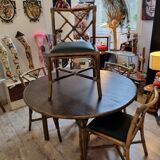 Table set & 4 rattan chairs from 1980