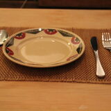 Dessert plate cream earthenware, geometric patterns