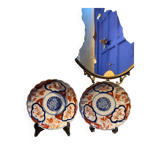 Pair of antique Imari style porcelain plates - 19 cm - 19th century