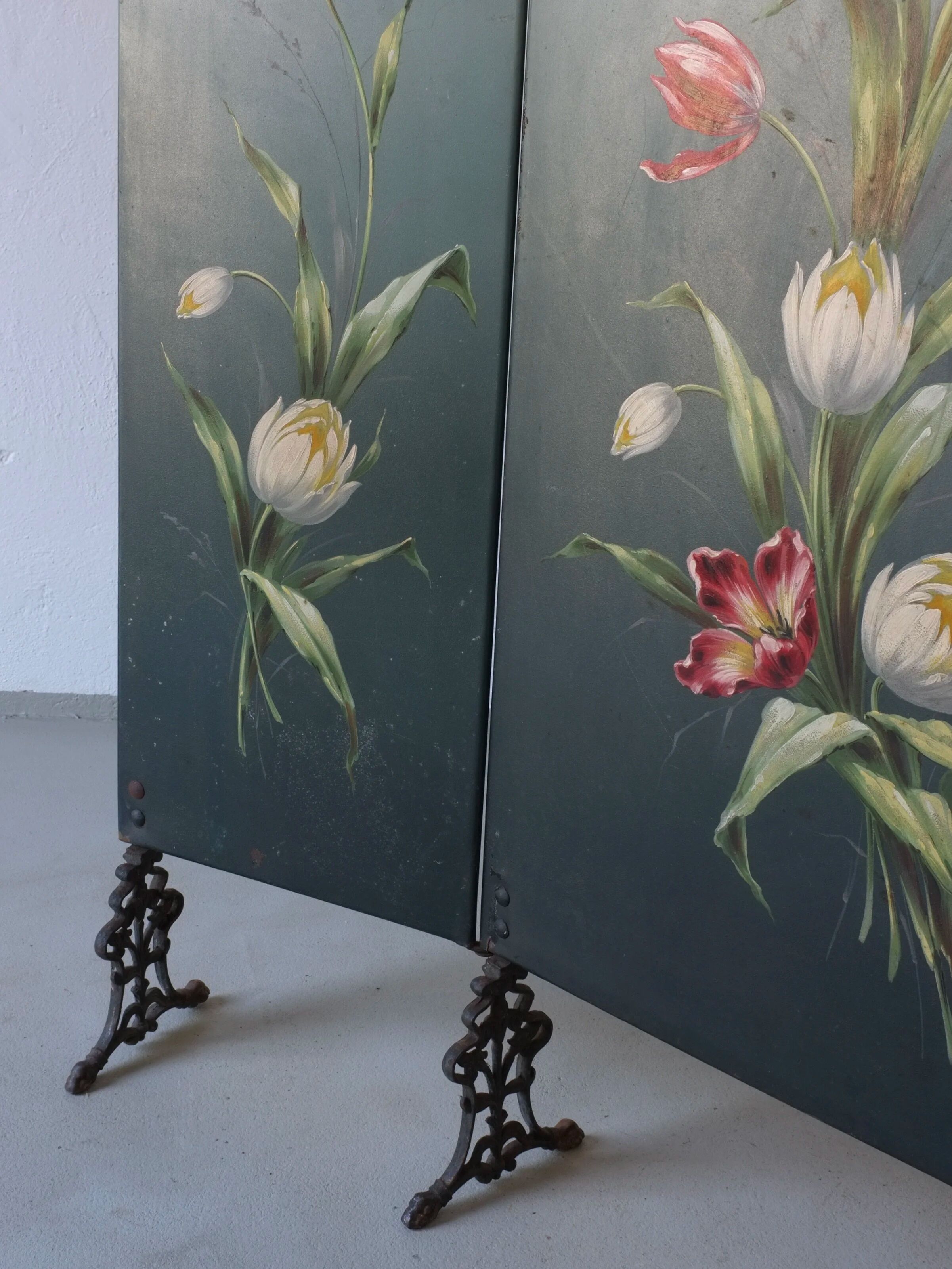 Art Nouveau hand-painted fireplace screen | 1920s