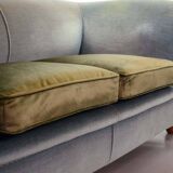 Chesterfield Duotone 2-Seat Sofa in Frosted Blue & Green Velvet 1950s