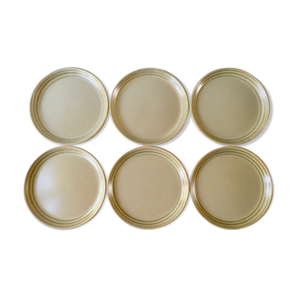 Set of 6 flat plates Chaumière, Sarreguemines France