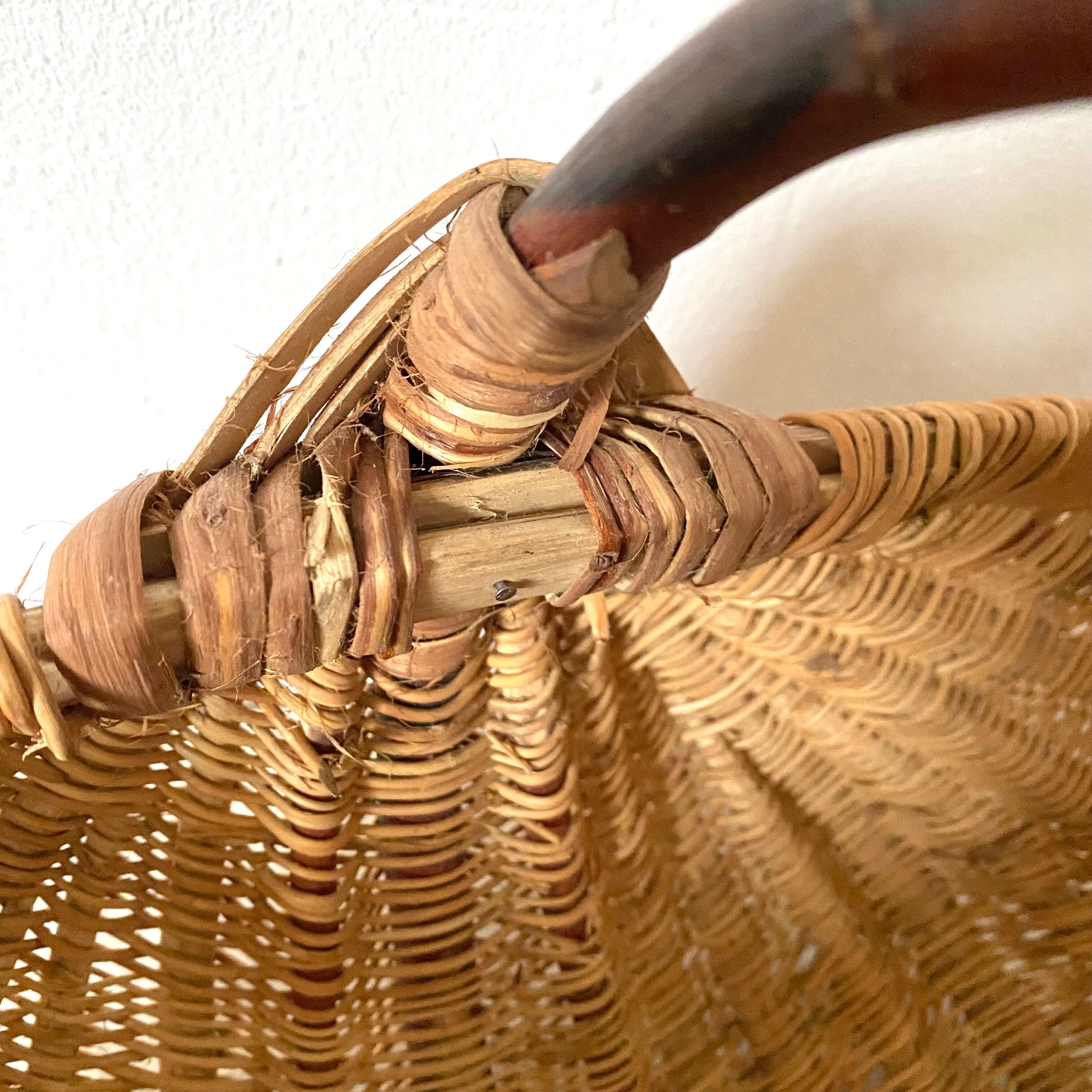 Old basket in woven wicker