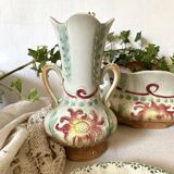Vases en barbotine art nouveau, ancienne garniture de cheminée