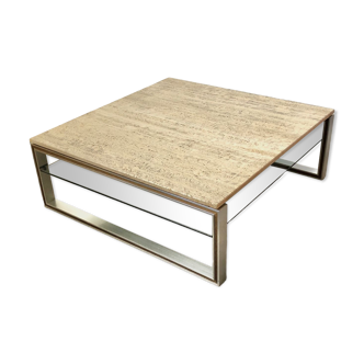 Travertine coffee table by Claude Gaillard for Ligne Roset 1970s