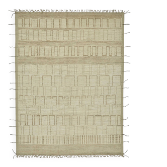 Hand-Knotted Turkish Contemporary 277 cm x 373 cm Beige Wool Carpet