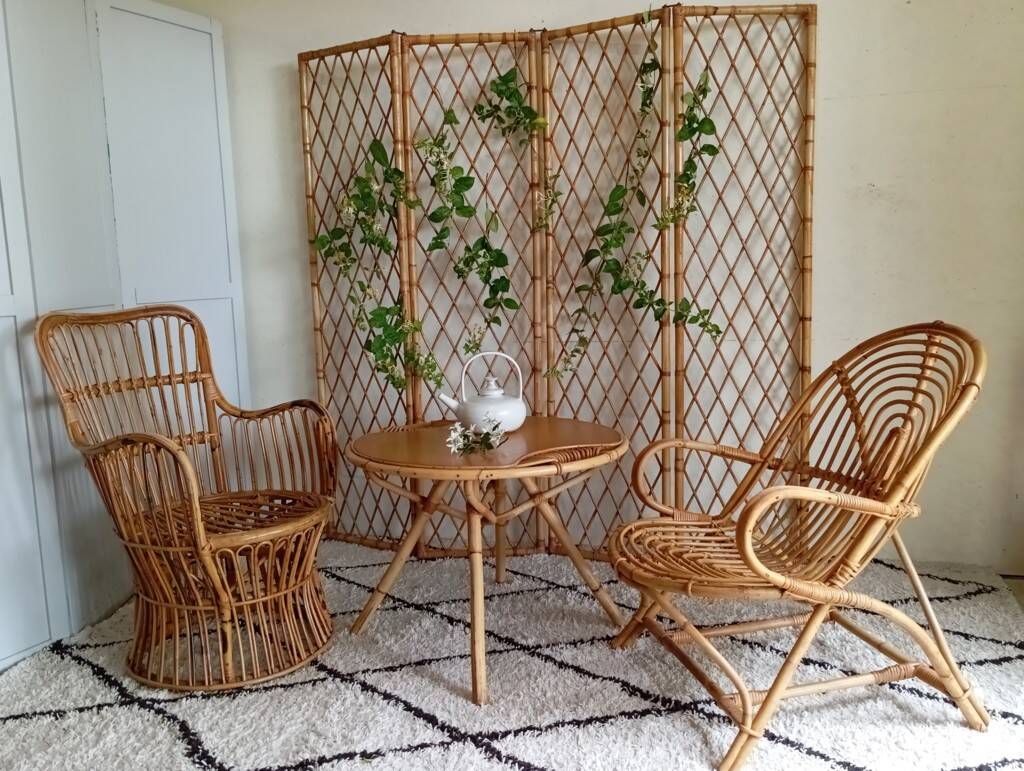60s rattan armchair